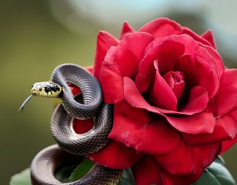 twisted snake and rose flower