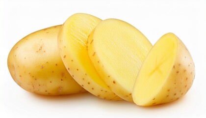sliced yellow potatoes isolated on transparent background