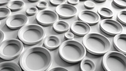 Clean corporate background with white circles creating a ripple effect enhancing a modern aesthetic, White circles ripple effect Clean corporative background Seamless 3D render