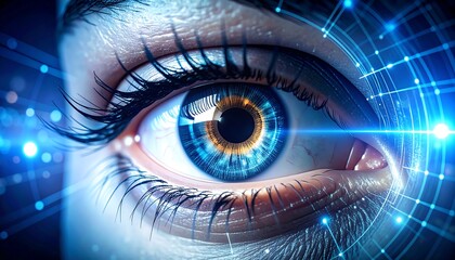 Close-up of an eye with digital overlay