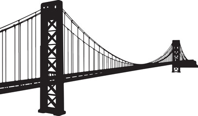 Obraz premium Golden Gate styleOld stone bridgeModern suspension bridgeBridge with city skyline background