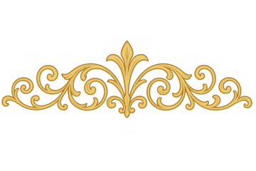 Golden floral ornament with transparent background, creating an elegant and classic design element for various projects