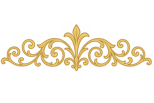 Golden floral ornament with transparent background, creating an elegant and classic design element for various projects