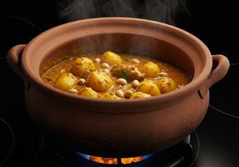 Aromatic Potato and Peanut Curry in Clay Pot