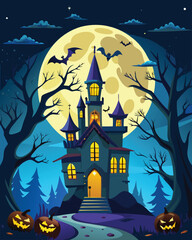 Halloween Mood with Full Moon Scene