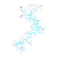 Abstract blue lightning strike design over transparent background perfect for graphic design use