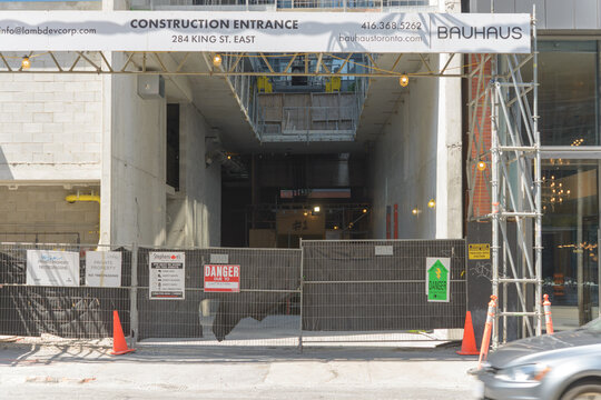 construction entrance of 284 King St E for Bauhaus Condos, Toronto