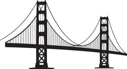 Obraz premium Golden Gate styleOld stone bridgeModern suspension bridgeBridge with city skyline background