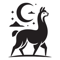 Minimalist Black Llama Silhouette Isolated