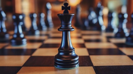 Strategic Board Game Chess Piece Focus for Business Planning