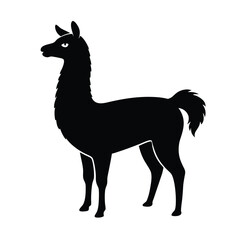Llama Silhouette in Standing Pose – South American Animal Vector Icon