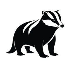 Badger Silhouette Standing Alert – Forest Animal Vector Icon