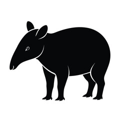 Tapir Silhouette with Short Trunk – Wild Animal Vector Icon