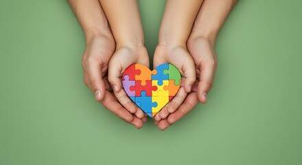 A Colorful Heart Puzzle Representing Autism Awareness