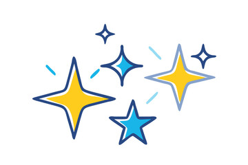 Obraz premium Sparkling stars in yellow and blue with a black background
