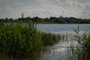 Toropets. View of Lake Solomennoye and the city churches.