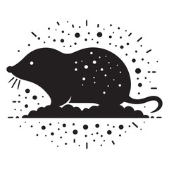 Abstract Cosmic Mole Silhouette with Stars