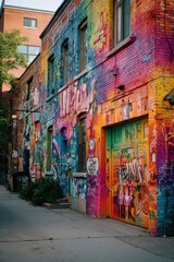 Fototapeta premium Colorful Graffiti Art on Brick Building.