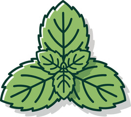 Flat Vector Mint Leaf Icon – Peppermint Herbal Plant Logo in Minimalist Style © Gian