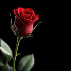 Beautiful red rose blooming against a dark background showcasing natural elegance and simplicity in nature's artistry