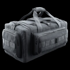 Quality black duffel bag designed for travel and outdoor activities, featuring multiple compartments and sturdy handles