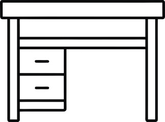 office desk icon vector line art on transparent background