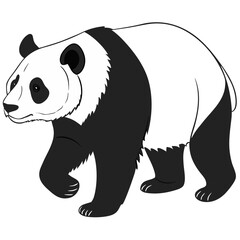 Naklejka premium Isolated Black Silhouette of a Panda on White Background