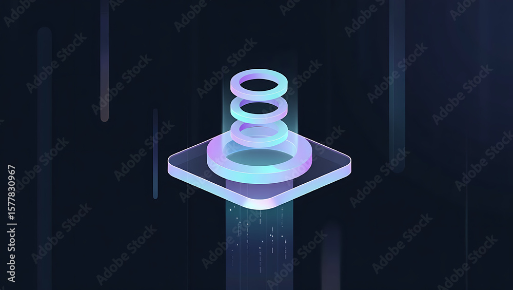 Poster a glowing abstract design represents data processing and cloud computing in a futuristic technologic