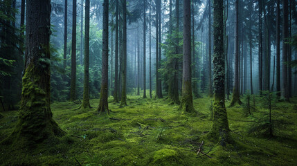 Fototapeta premium Beautiful forest trees landscape nature scene