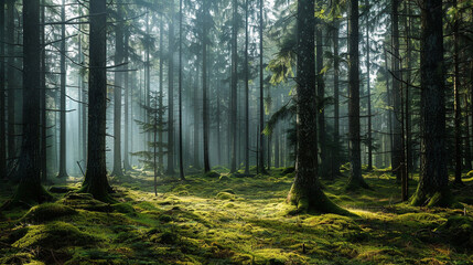 Obraz premium Beautiful sunlight forest trees nature scenery