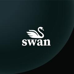 Swan vector logo design concept, Abstract vector background with a white swan.