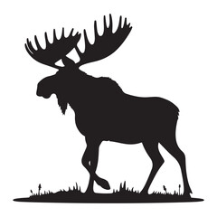 Minimalist Black Moose Silhouette Isolated