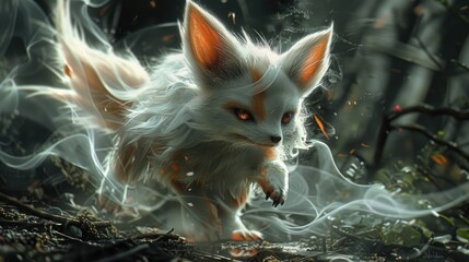 Adorable Fantasy Fennec Fox Creature with Big Ears in a Golden Forest