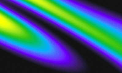 Bands of yellow, green, and blue streak across a dark space
