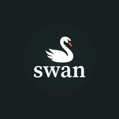 Swan vector logo design, Swan on black background