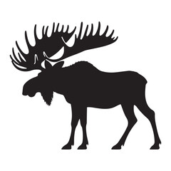 Minimalist Black Moose Silhouette Isolated