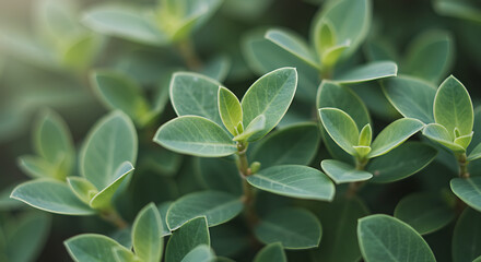 Close-up view of lush green leaves.