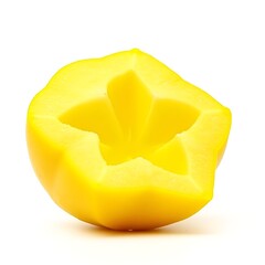 Yellow fresh starfruit isolated on white background, tropical exotic fruit with glossy texture