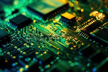 Obraz premium Female Chinese worker producing PCBs in a high-tech manufacturing facility, Technology female Chinese worker producing PCBs, China