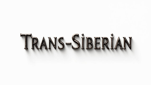 Trans Siberian nameplate with metallic finish on white surface
