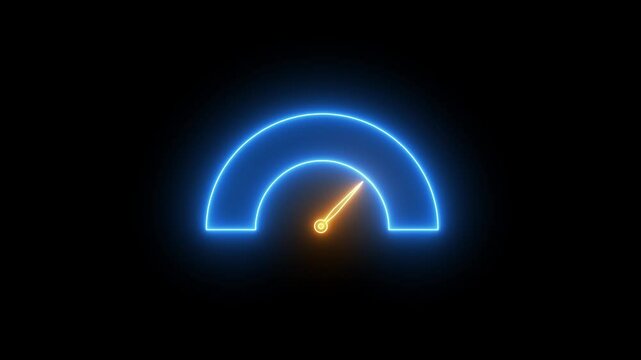 Glowing Speed or Fuel Gauge, Car, Bus, Bike, Rating Scale, Measurement and Assessment Levels, 4K Animation