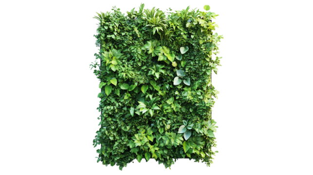 • A futuristic vertical garden system with smart plant care, isolated on white background in HD 