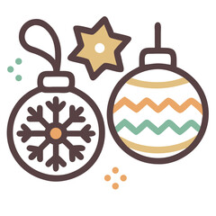 Fototapeta premium Christmas Ornaments with Snowflake and Stars for Holiday Decor, Seasonal Crafts, Invitation Design, and Festive Social Media Content 