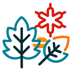 Fototapeta premium Season icon showcases leaf and snowflake symbols, representing seasonal transitions. This season icon features diverse foliage and winter elements, showing changing temperatures,