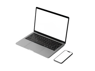 Modern Laptop and Smartphone Mockup: Clean, Minimalist Design, Blank Screens, Gray