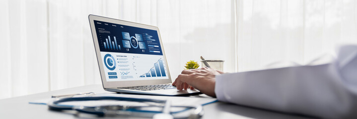 Business data dashboard provide business intelligence analytic for marketing strategy planning brisk with big data set to analyze customer demands and foreseeing business future