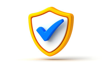 3D Security Shield with Blue Checkmark Symbol Representing Safety and Protection