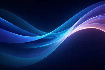 Naklejka premium Abstract Flowing Blue and Purple Light Wave Background on Dark Gradient