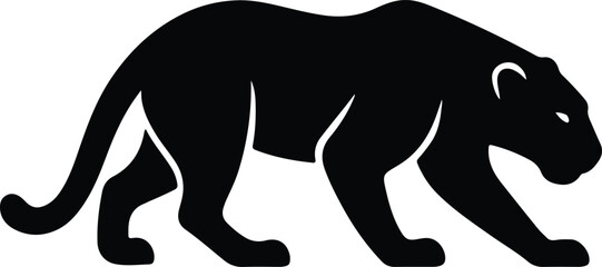 Silhouette Panther walking on the prowl wild animal Vector illustration