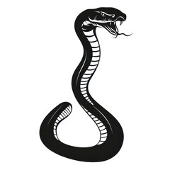 Fototapeta premium Cobra roaring silhouette illustration, Silhouette illustration of a cobra with its hood expanded, isolated on transparent background